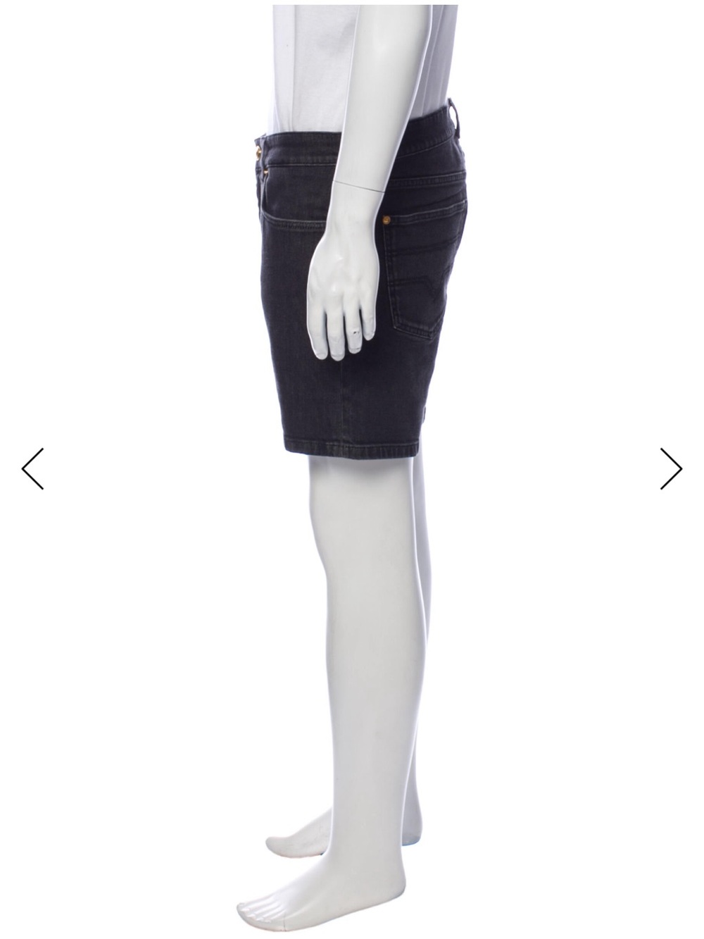 Versace Black Denim Shorts with Gold Accents - Picture 5 of 13